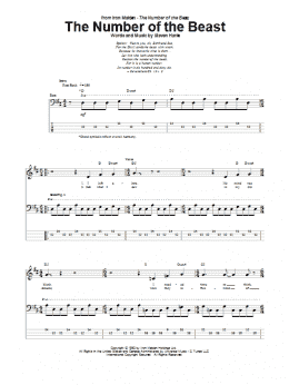 page one of The Number Of The Beast (Bass Guitar Tab)