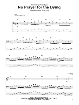 page one of No Prayer For The Dying (Bass Guitar Tab)
