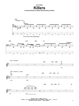 page one of Killers (Bass Guitar Tab)