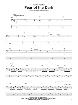 page one of Fear Of The Dark (Bass Guitar Tab)