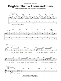 page one of Brighter Than A Thousand Suns (Bass Guitar Tab)
