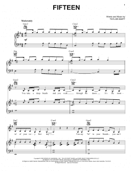 page one of Fifteen (Piano, Vocal & Guitar Chords (Right-Hand Melody))