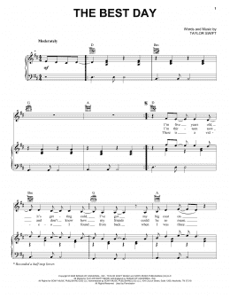 page one of The Best Day (Piano, Vocal & Guitar Chords (Right-Hand Melody))