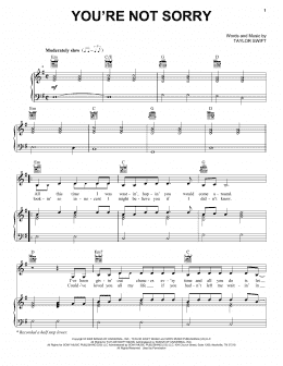 page one of You're Not Sorry (Piano, Vocal & Guitar Chords (Right-Hand Melody))