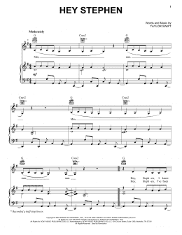 page one of Hey Stephen (Piano, Vocal & Guitar Chords (Right-Hand Melody))