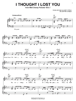 page one of I Thought I Lost You (Piano, Vocal & Guitar Chords (Right-Hand Melody))