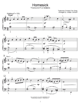 page one of Homesick (Theme And Five Variations) (arr. Joseph Johnson) (Educational Piano)
