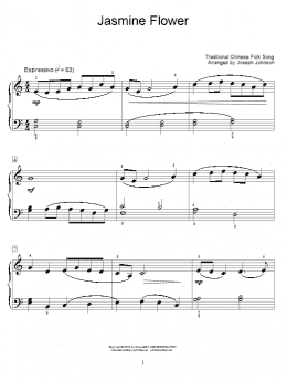 page one of Jasmine Flower Song (arr. Joseph Johnson) (Educational Piano)