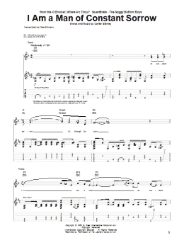 page one of I Am A Man Of Constant Sorrow (Guitar Tab)