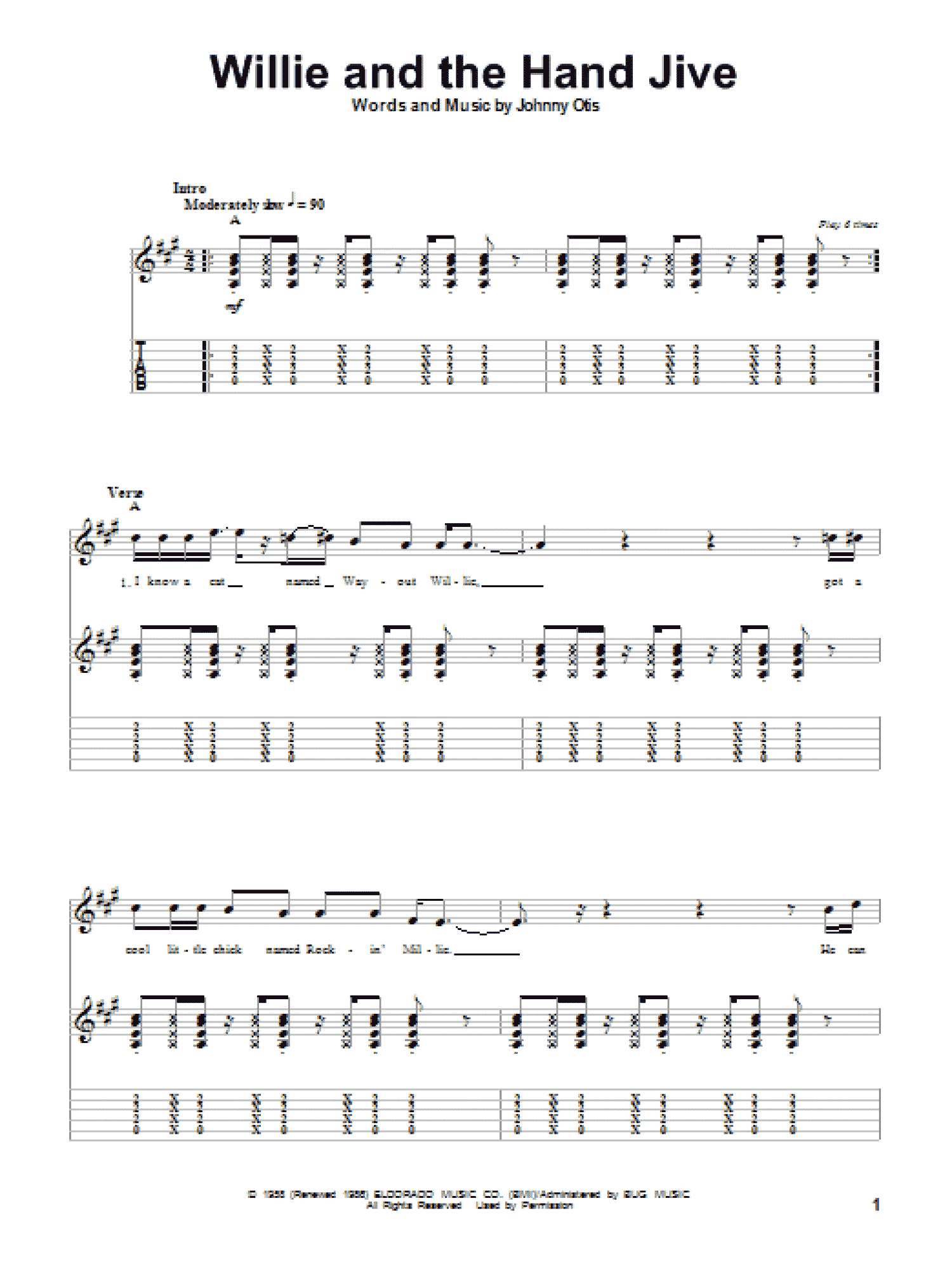 Willie And The Hand Jive (Guitar Tab (Single Guitar))