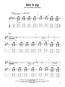 page one of Stir It Up (Guitar Tab (Single Guitar))