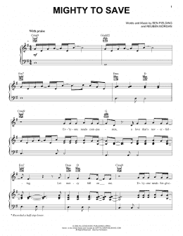 page one of Mighty To Save (Piano, Vocal & Guitar Chords (Right-Hand Melody))