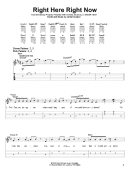 page one of Right Here Right Now (Easy Guitar Tab)