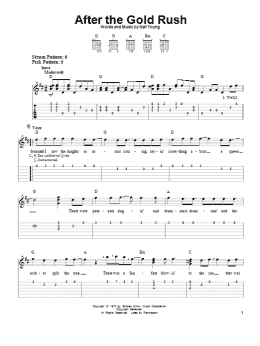 page one of After The Gold Rush (Easy Guitar Tab)