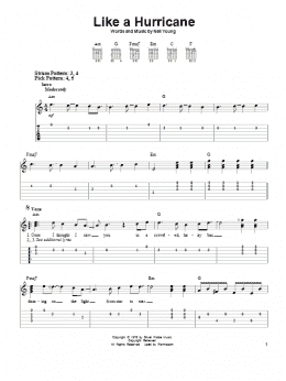 page one of Like A Hurricane (Easy Guitar Tab)
