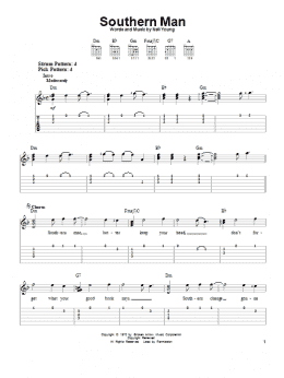 page one of Southern Man (Easy Guitar Tab)