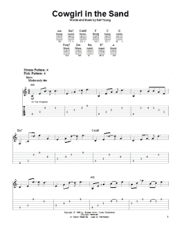 page one of Cowgirl In The Sand (Easy Guitar Tab)