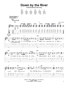 page one of Down By The River (Easy Guitar Tab)