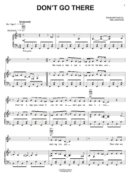 page one of Don't Go There (Piano, Vocal & Guitar Chords (Right-Hand Melody))