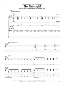 page one of No Sunlight (Guitar Tab)