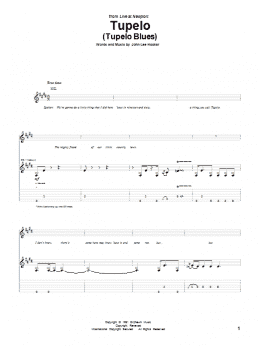 page one of Tupelo (Tupelo Blues) (Guitar Tab)
