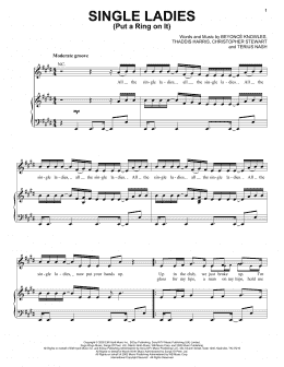 page one of Single Ladies (Put A Ring On It) (Piano, Vocal & Guitar Chords (Right-Hand Melody))