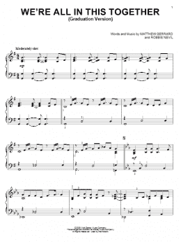 page one of We're All In This Together (Graduation Version) (from High School Musical 3: Senior Year) (Piano Solo)