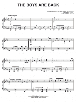 page one of The Boys Are Back (Piano Solo)