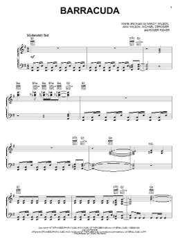 page one of Barracuda (Piano, Vocal & Guitar Chords (Right-Hand Melody))