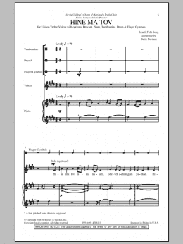 page one of Hine Ma Tov (Unison Choir)