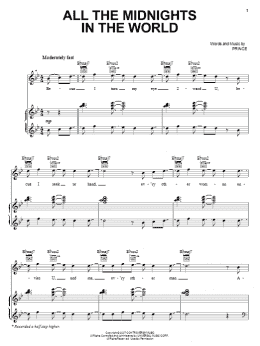 page one of All The Midnights In The World (Piano, Vocal & Guitar Chords (Right-Hand Melody))