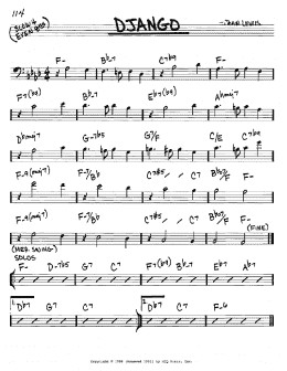 page one of Django (Real Book – Melody & Chords – Bass Clef Instruments)