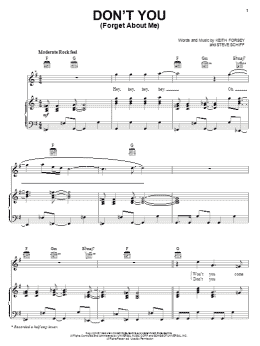 page one of Don't You (Forget About Me) (Piano, Vocal & Guitar Chords (Right-Hand Melody))