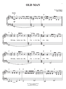 page one of Old Man (Easy Piano)