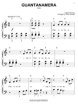 page one of Guantanamera (arr. Phillip Keveren) (Big Note Piano)