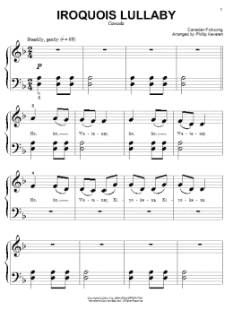 page one of Iroquois Lullaby (arr. Phillip Keveren) (Big Note Piano)