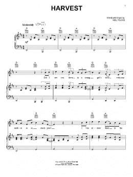 page one of Harvest (Piano, Vocal & Guitar Chords (Right-Hand Melody))