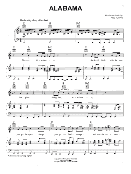 page one of Alabama (Piano, Vocal & Guitar Chords (Right-Hand Melody))