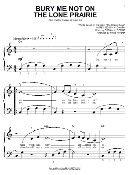 page one of Bury Me Not On The Lone Prairie (arr. Phillip Keveren) (Big Note Piano)