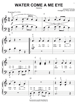 page one of Water Come A Me Eye (arr. Phillip Keveren) (Big Note Piano)