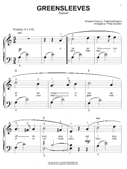 page one of Greensleeves (arr. Phillip Keveren) (Big Note Piano)