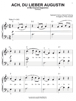 page one of Ach Du Lieber Augustin (O My Dearest Augustine) (arr. Phillip Keveren) (Big Note Piano)