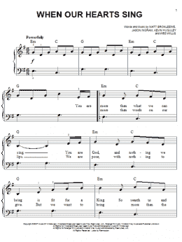 page one of When Our Hearts Sing (Easy Piano)