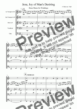 page one of Jesu Joy of Mans Desiring - Brass Music for Weddings