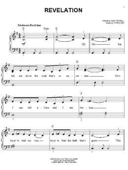 page one of Revelation (Easy Piano)
