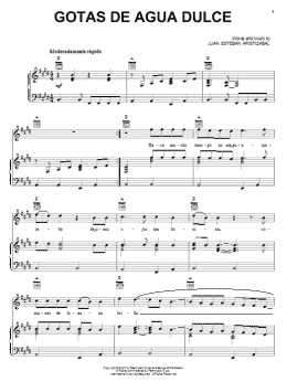 page one of Gotas De Agua Dulce (Piano, Vocal & Guitar Chords (Right-Hand Melody))