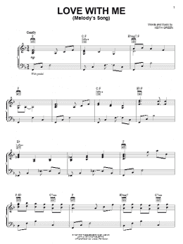 page one of Love With Me (Melody's Song) (Piano, Vocal & Guitar Chords (Right-Hand Melody))
