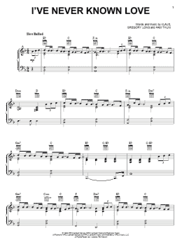 page one of I've Never Known Love (Piano, Vocal & Guitar Chords (Right-Hand Melody))