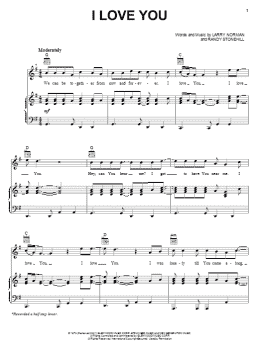 page one of I Love You (Piano, Vocal & Guitar Chords (Right-Hand Melody))