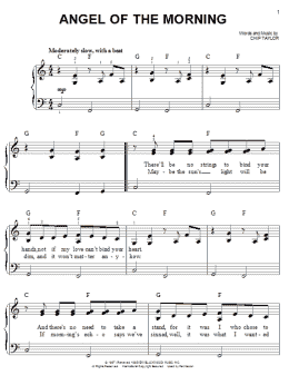 page one of Angel Of The Morning (Easy Piano)